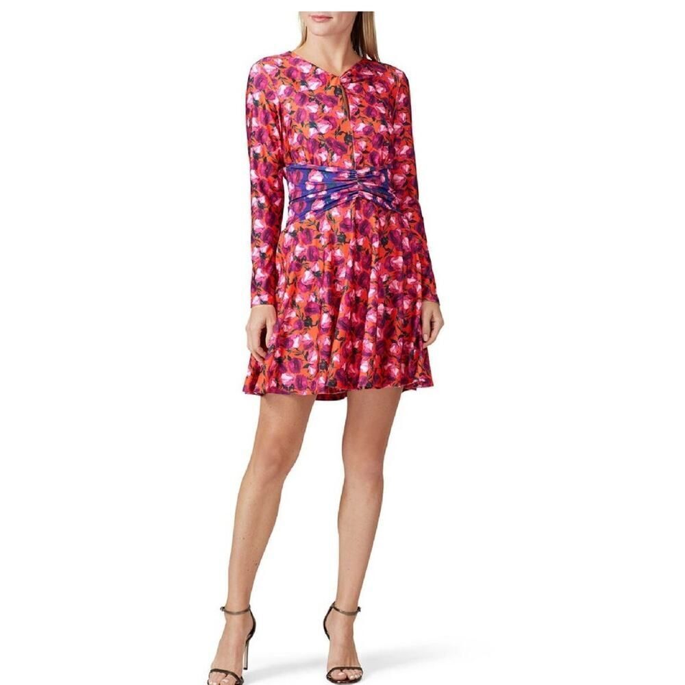DELFI Collective pink purple floral long sleeve morris dress size small s - Picture 2 of 15
